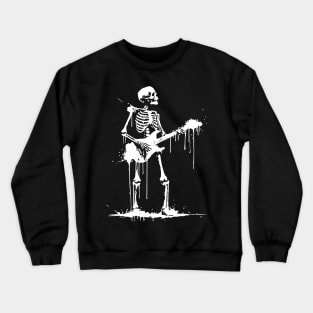 skeleton plays rock music Crewneck Sweatshirt